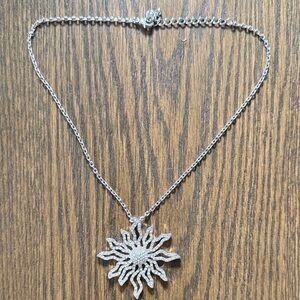 Elegant Silver Sunburst Pendant Necklace